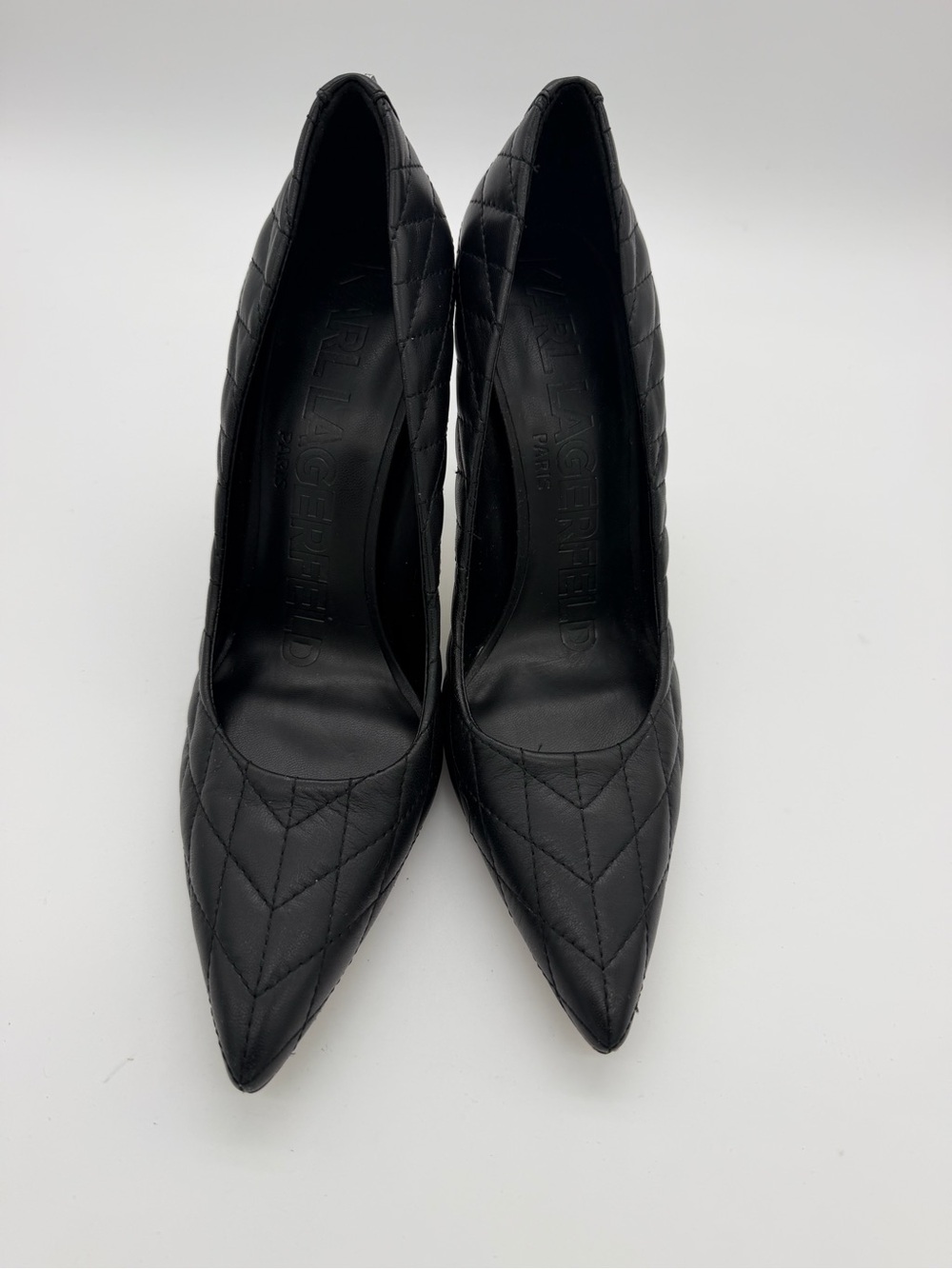 Karl Lagerfeld Black Quilted Pointed-Toe Pumps